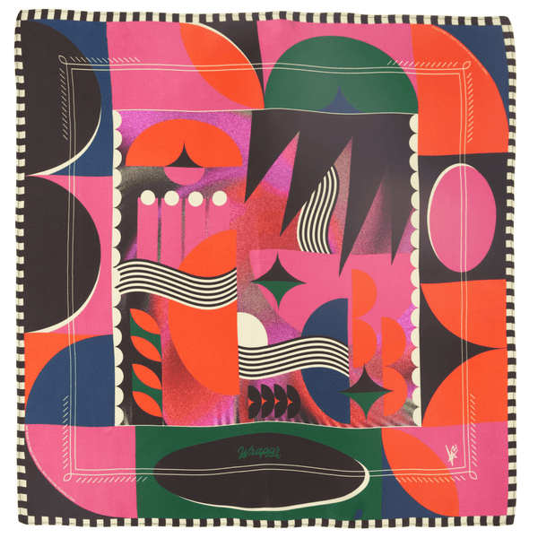 Chalice 18 inch mulberry silk furoshiki gift wrap by Essery Waller – full design view showing intricate artwork and hidden poem