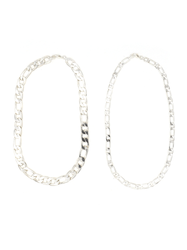 Close-up of silver chunky chain link necklace by Fair Anita, nickel-free and artisan-made in India