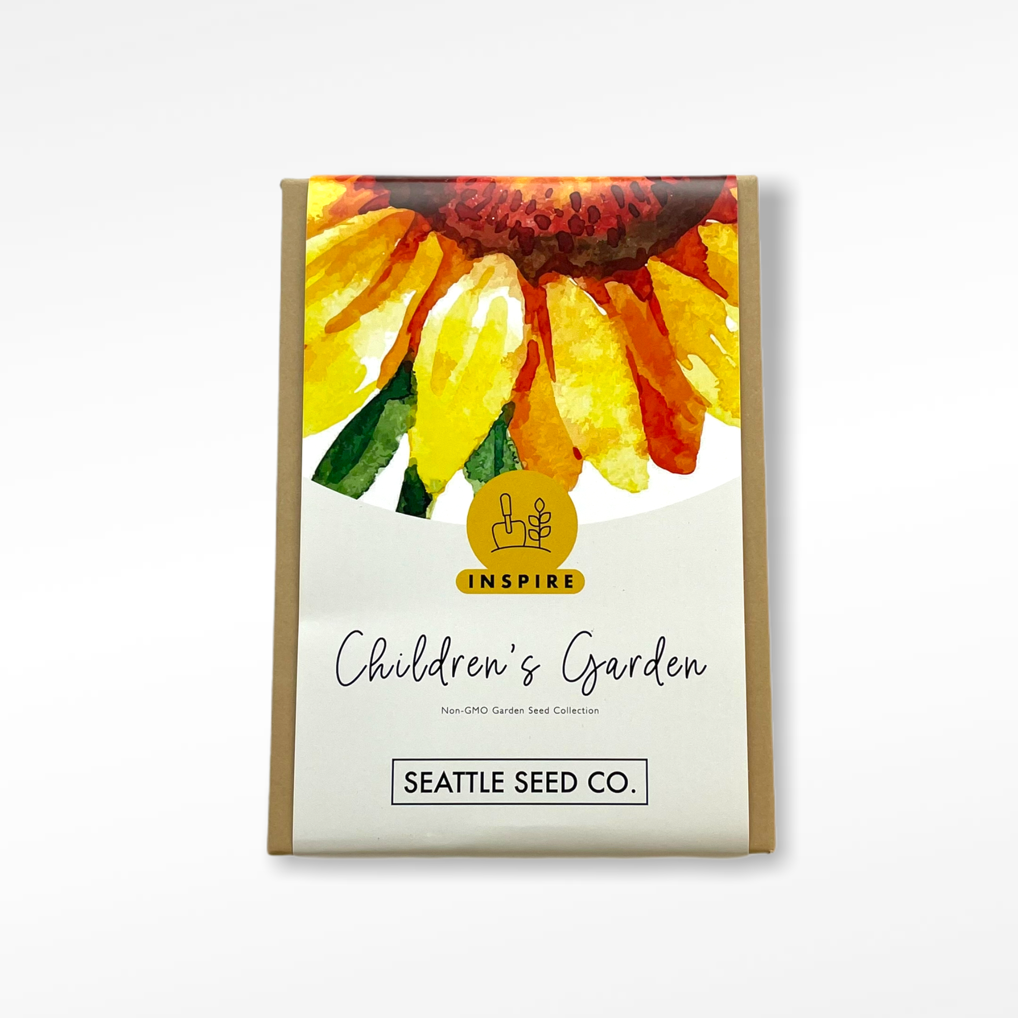 Seattle Seed Company Children's Garden Seed Collection box with 5 easy-grow vegetable seed packets and DIY wooden garden markers