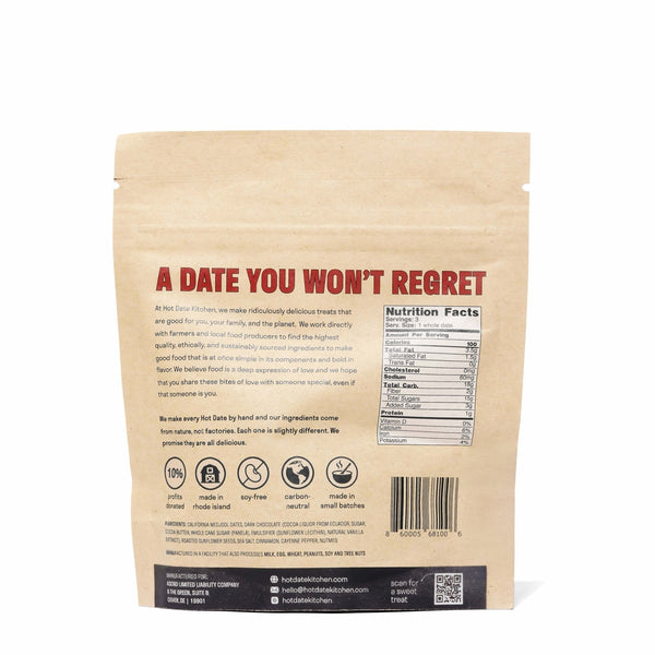 Kraft paper packaging with text 'A Date You Won't Regret' on a white background