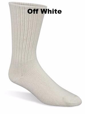 Off-white sock on a white background with 'Off White' text above. Classic Alpaca Socks – soft, breathable, and versatile for year-round wear. Ethically made in Peru. Shop timeless alpaca comfort today.
