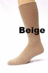 Beige sock on a white background with the word 'Beige' displayed. Classic Alpaca Socks – soft, breathable, and versatile for year-round wear. Ethically made in Peru. Shop timeless alpaca comfort today.