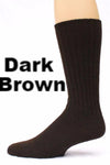 Dark brown sock on a white background with 'Dark Brown' text. Classic Alpaca Socks – soft, breathable, and versatile for year-round wear. Ethically made in Peru. Shop timeless alpaca comfort today.