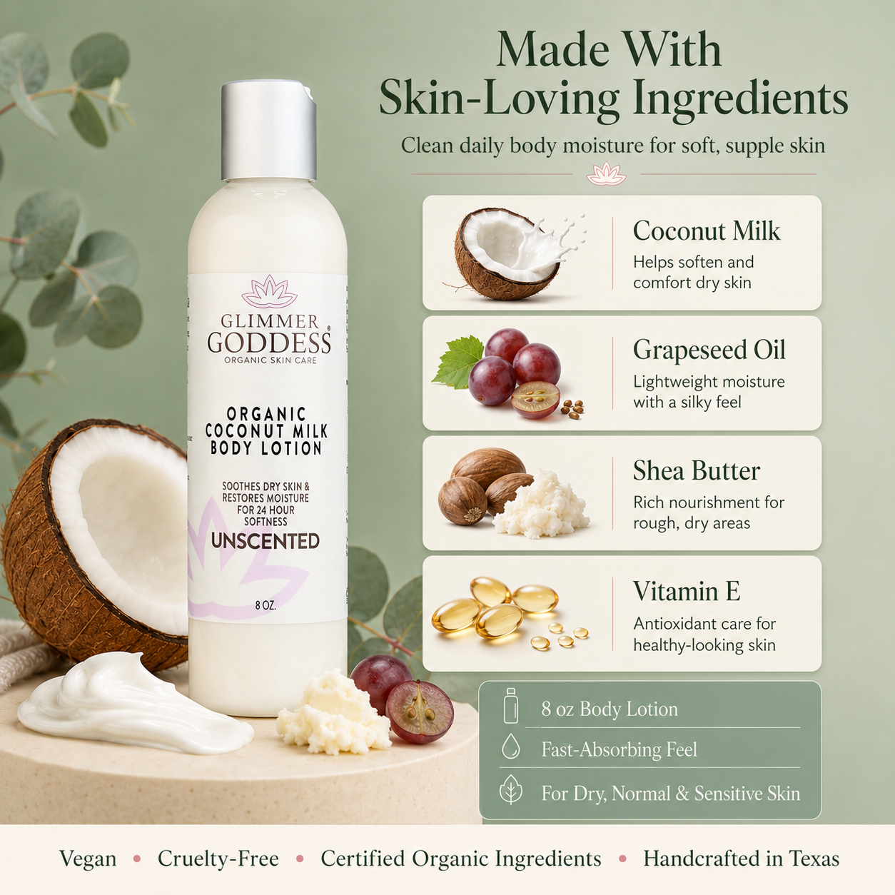 Organic Coconut Milk Body Lotion – Deep Hydration for Soft Skin