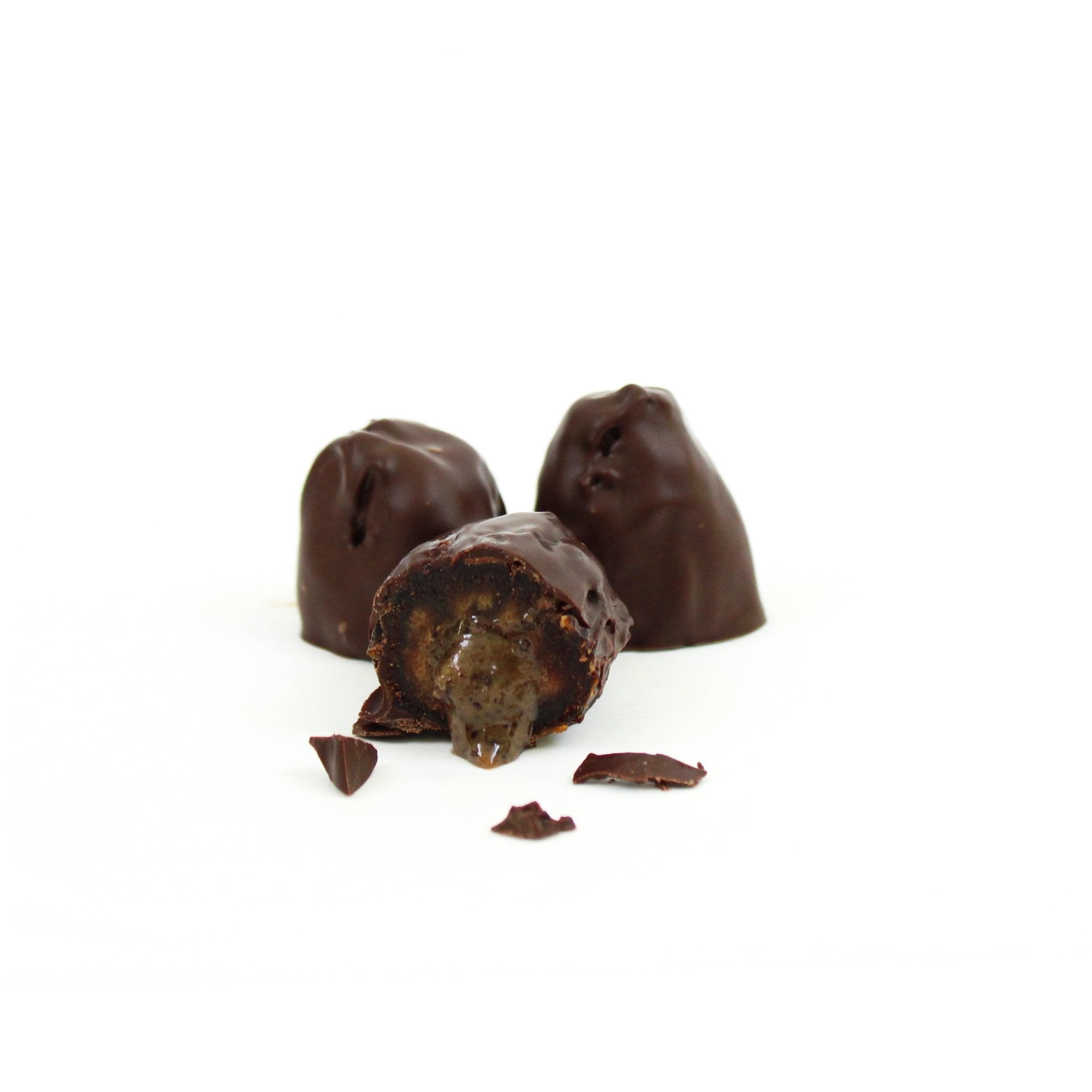 Chocolate truffles on a white background