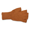 Brown knitted fingerless glove on a white background