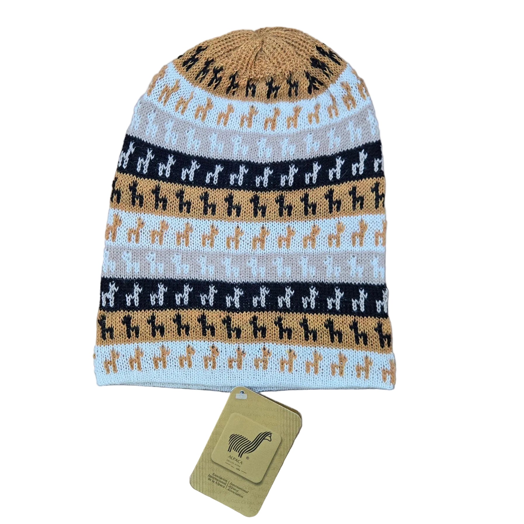 Knitted dog sweater with deer pattern on a brown background