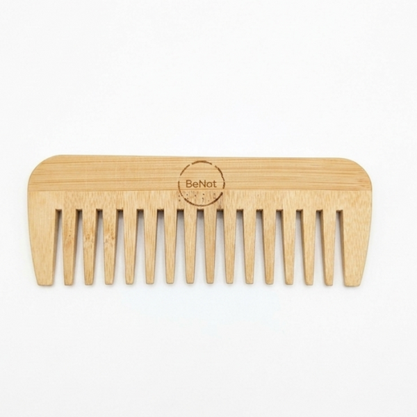 Handcrafted natural bamboo comb for all hair types — anti-static and gentle on scalp