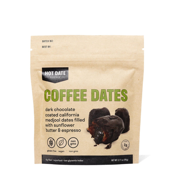 Package of Hot Date Coffee Dates with a white background