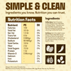 Nutrition facts label with ingredients list on a brown background