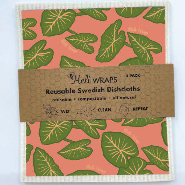 Set of 3 Kalo Swedish dish cloths from Meli Wraps arranged together