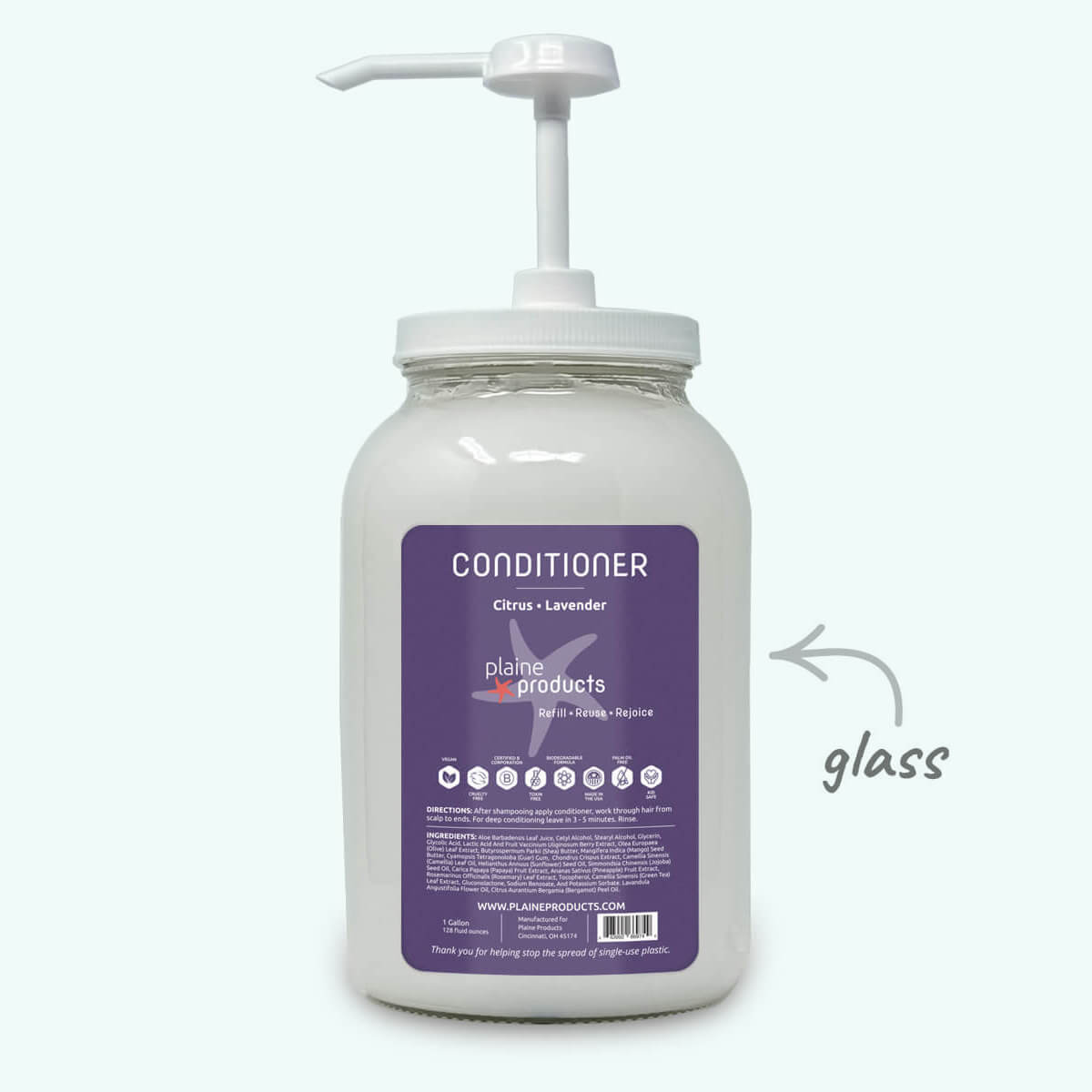Plaine Products Vegan Refillable Conditioner for Shiny, Hydrated Hair