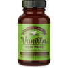 Bottle of Madagascar Vanilla Bean Paste with green label on a white background