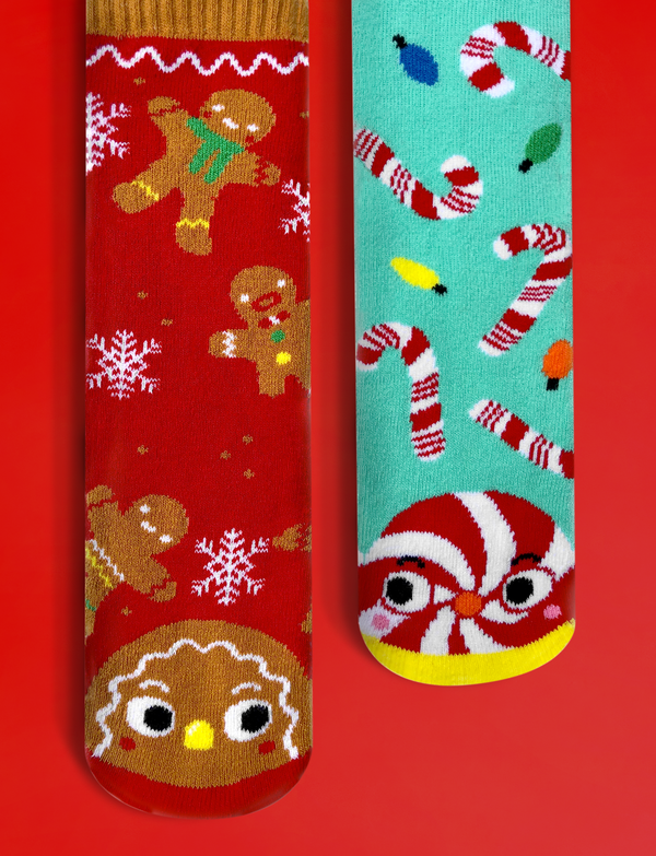 BABY GINGERBREAD & CANDY CANE CHRISTMAS NO SLIP SOCKS