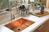 33" Drop-in Single Well Plain Hammered Copper Kitchen Sink