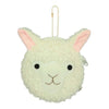 White plush alpaca face coin purse with zip closure and attachable chain by Purely Alpaca