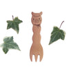 Cute alpaca-shaped natural maple wood snack fork by Purely Alpaca, matte finish, 27x102mm