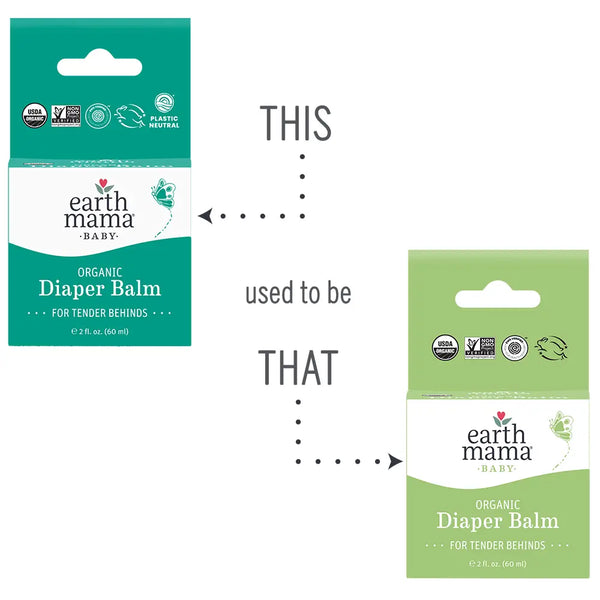 Two packages of earth mama organic diaper balm on a white background