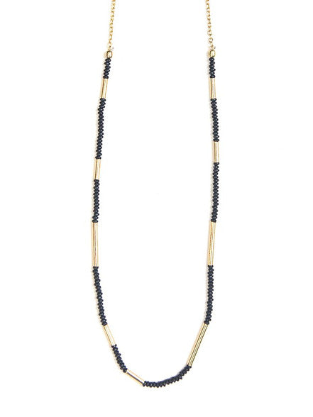 Minimalist black and gold Morse Code Necklace — nickel-free fair trade gift under $20