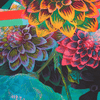 Colorful floral pattern with vibrant colors on a fabric background