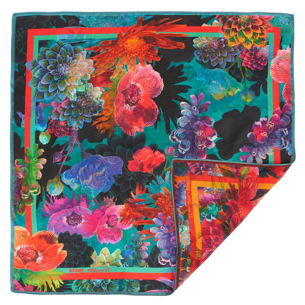 Daisy 28 inch double-sided mulberry silk furoshiki gift wrap with summer floral artwork by Adam Klassen