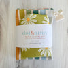 Daisy and stripe bread bag and bowl cover set product photography — eco-friendly bread maker gift made in Georgia