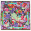 Colorful floral scarf with vibrant flowers and green border