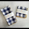 Denim blue gingham cloth napkins set of four, reusable and machine washable