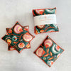 Close-up of Desert Bloom floral print lavender sachets, 5x5 inch cotton and linen blend, set of two by Dot and Army