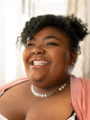 Fair Anita circle link necklace worn long as a layered necklace look