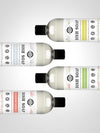Four bottles of dish soap with labels on a light gray background