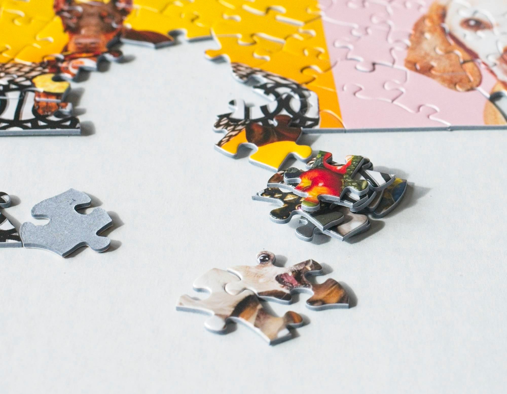 Dogs Portraits jigsaw puzzle partially assembled
