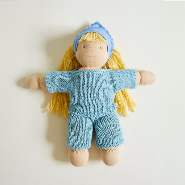 Organic Cotton Doll Zoe by Sarah's Silks! Soft, natural, Waldorf-inspired. Safe for toddlers. Encourages imagination & social play. Ages 18 months+