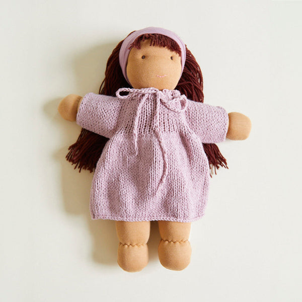 Organic Cotton Doll Mia by Sarah's Silks! Soft, natural, Waldorf-inspired. Safe for toddlers. Encourages imagination & social play. Ages 18 months+