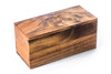 Wooden box with a natural grain pattern on a white background