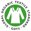 GOTS (Global Organic Textile Standard) logo with a green circle and white shirt icon.