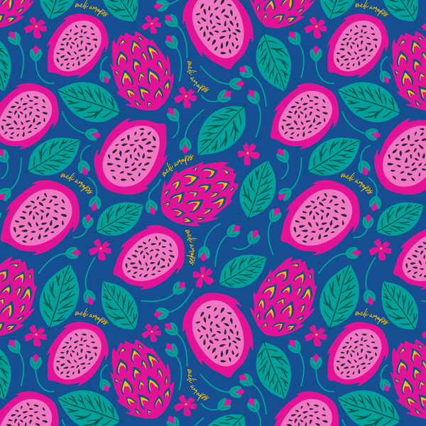 Close-up of the dragonfruit print design on the Swedish dish cloth