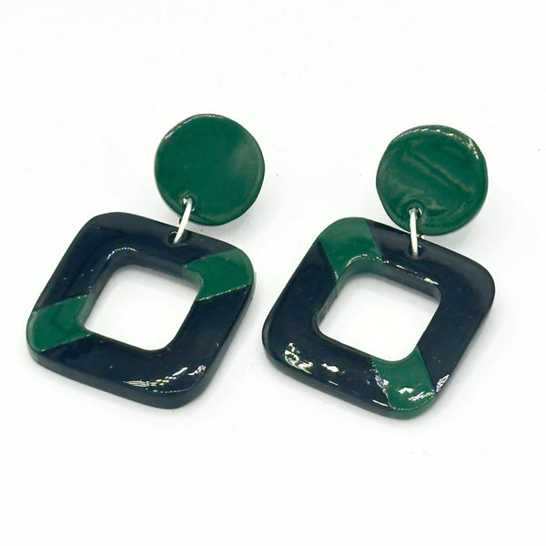 Fair trade Check Box Horn Stud Earrings displayed as an eco-friendly jewellery gift option from Fair Anita