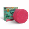 Pink bar of soap with 'Nanoe' branding next to its packaging on a white background. NANAH Dragon Fruit conditioner bar — sulfate-free, repairs dry & damaged hair with organic pitahaya, vitamin B5 & mango butter. Replaces 3 bottles. Shop now.