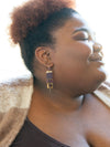 Fair Anita earthy red and gold brass earrings styled – ethically made nickel-free jewellery