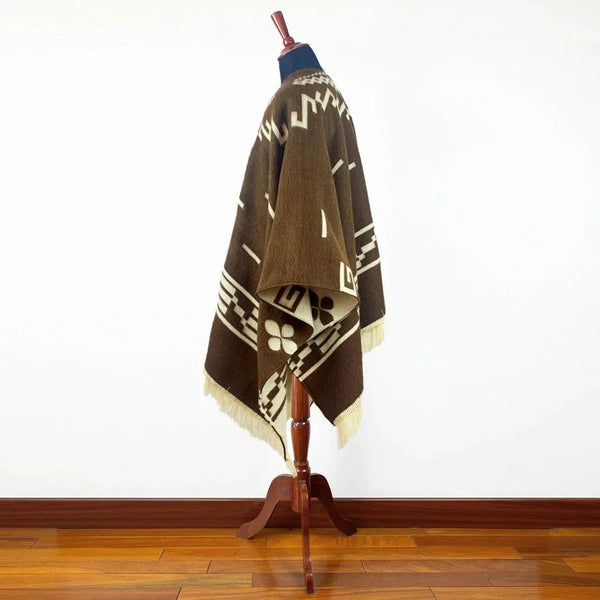 Close-up of Eastwood alpaca poncho showing woven pattern and soft alpaca blend fabric texture