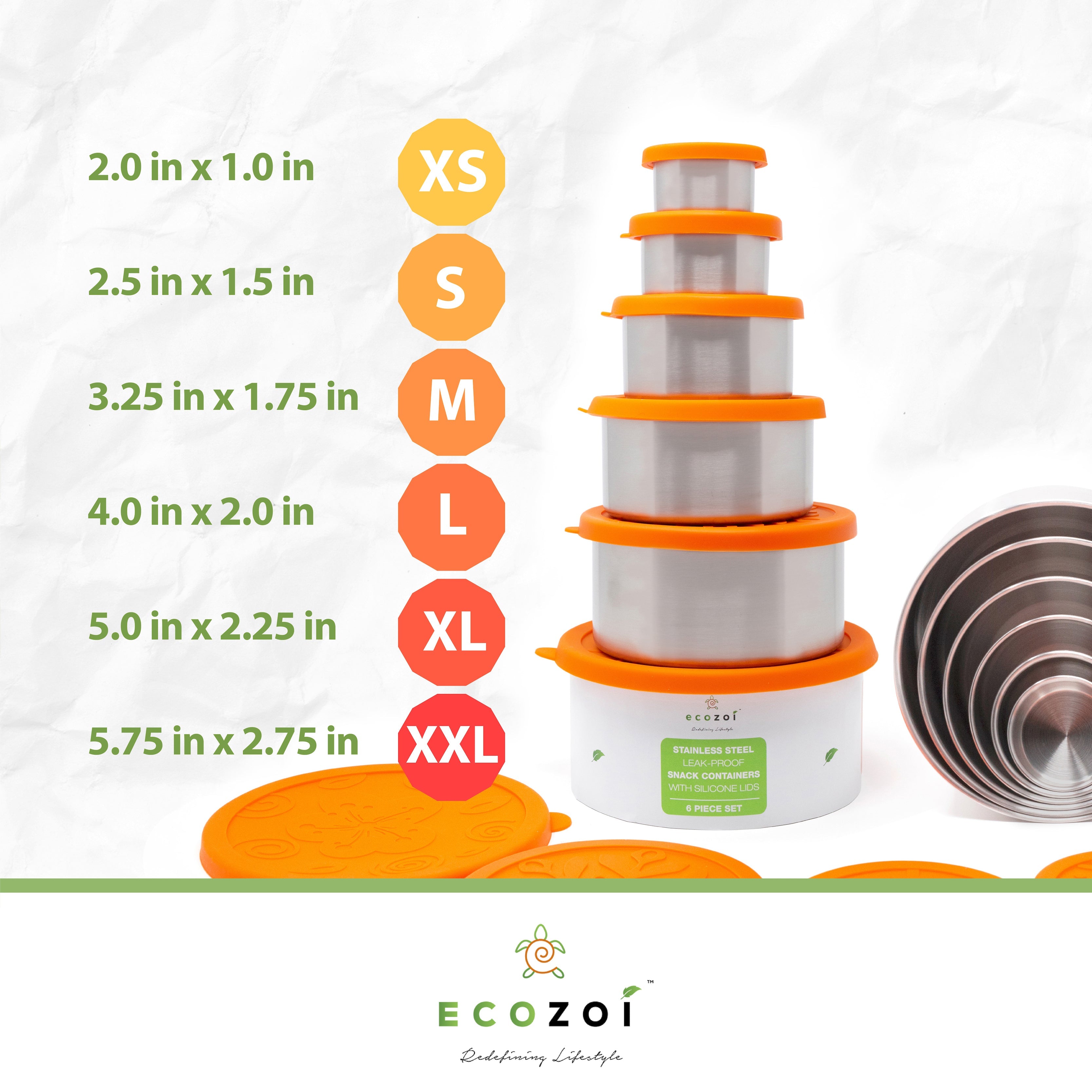 Stainless Steel Lunch Box, 6 Pc Set, Leak Proof, 78 Oz