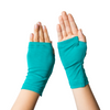 Close-up of Remedywear fingerless gloves covering wrist and palm area for child eczema relief