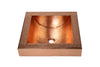 17" Square Apron Curved Bottom Hammered Copper Bathroom Sink