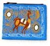 Blue pouch with a deer design on a blue background