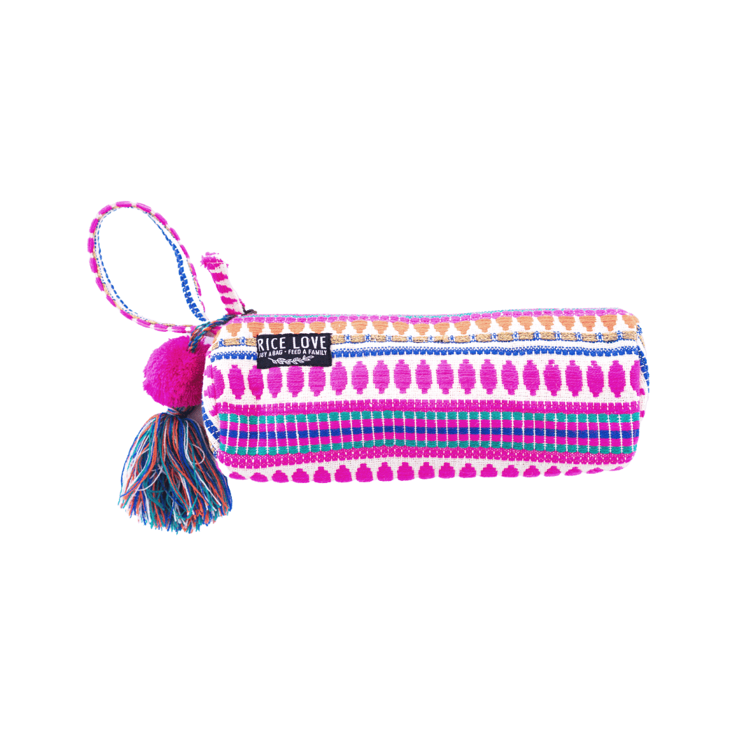 Embroidered Zipper Pouch Arya handmade from upcycled jute rice bag