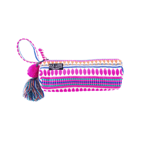 Embroidered Zipper Pouch Arya handmade from upcycled jute rice bag