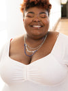 Close-up of freshwater pearl and semi-precious stone beading on Fair Anita convertible necklace
