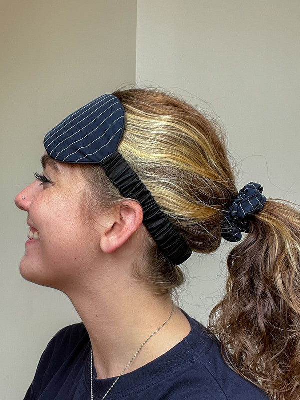 Ethically made blue and black woven scrunchies handcrafted by women artisans in Vietnam – Fair Anita