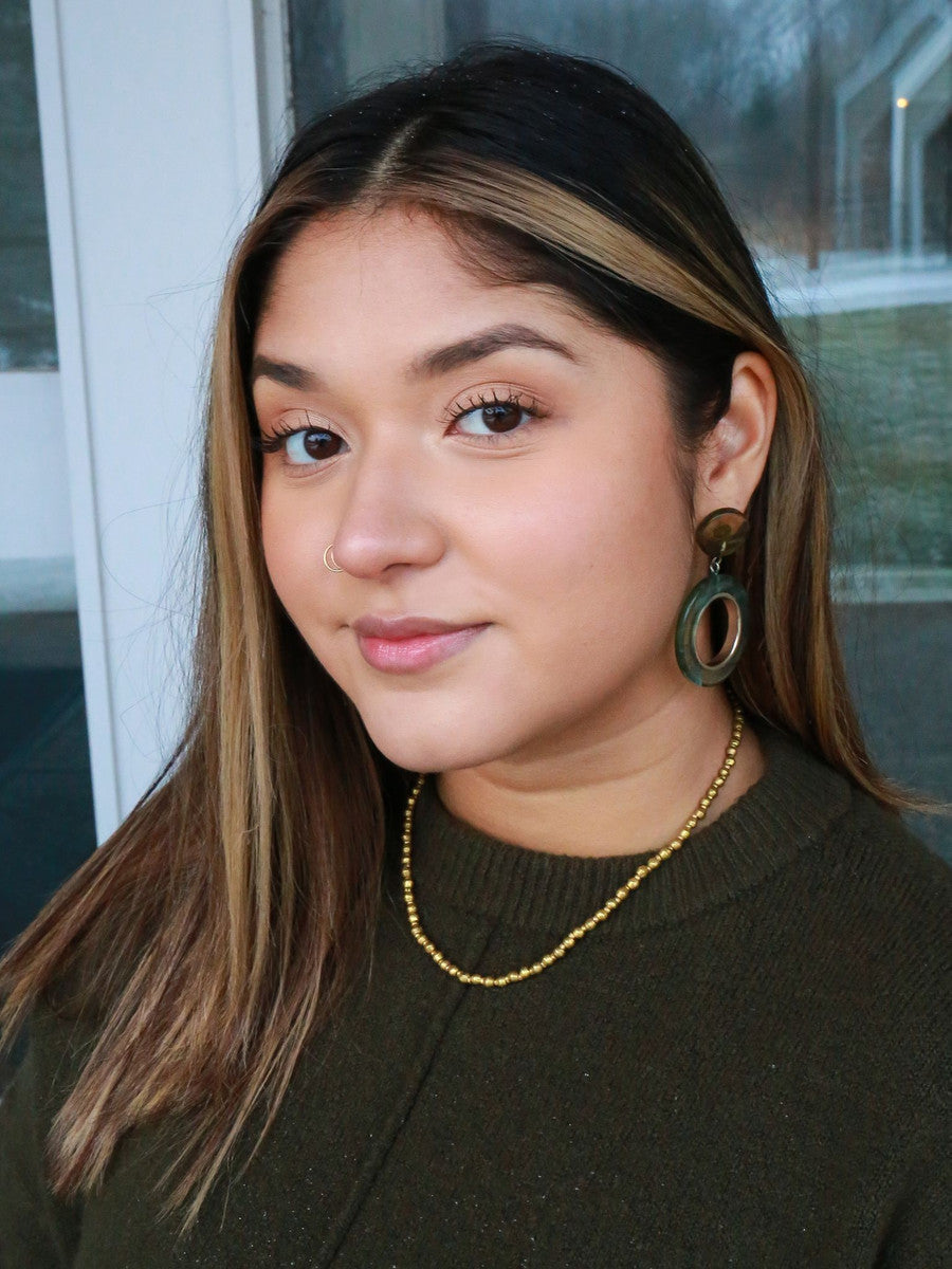 Ethically made upcycled brass short necklace styled for layering – Fair Anita for Clozist